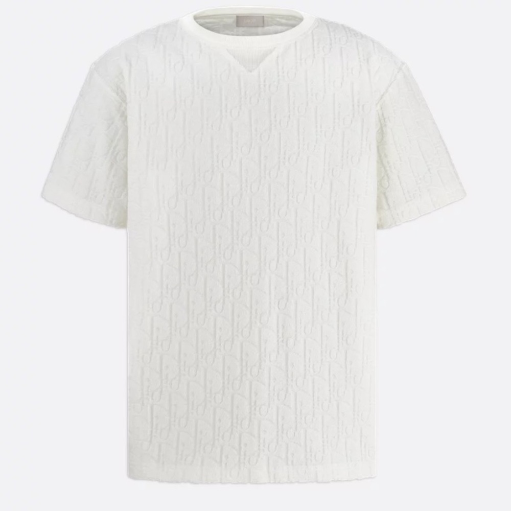 Dior White Short Sleeve Tee Classic Crew Neck